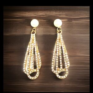 Saks Fifth Avenue Gold Crystal Drop Earrings
